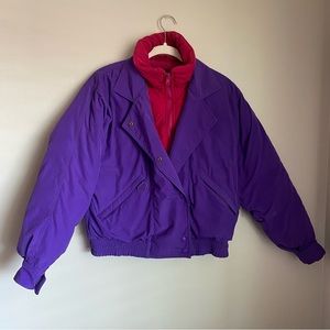 Vintage Eddie Bauer Royal Purple/Pink Goose Down Puffer Ski Jacket